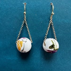 Floral Beaded Chain Earrings